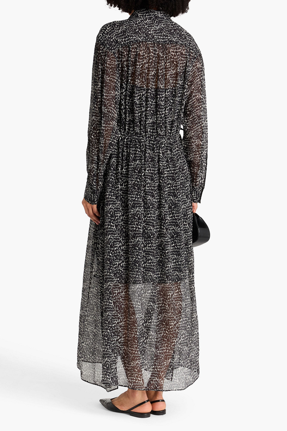  Rag & Bone - Midikleid „emmy“ Aus Krepon Aus Einer Seidenmischung Mit Print - Schwarz - L 