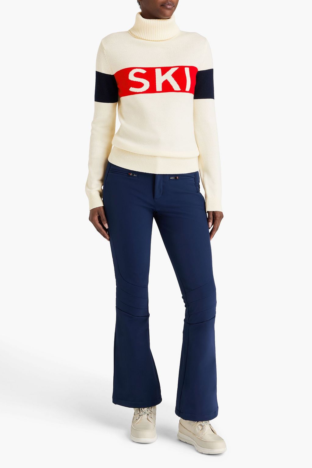 PERFECT MOMENT Intarsia merino wool turtleneck sweater