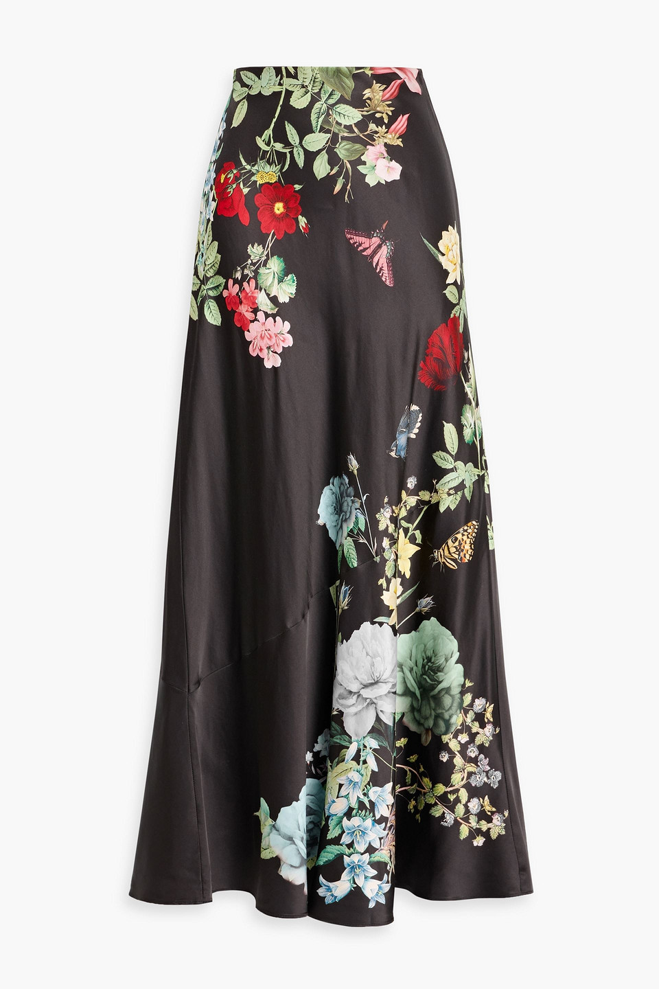 Alice And Olivia Maxirock „terese“ Aus Satin Mit Floralem Print In Brown