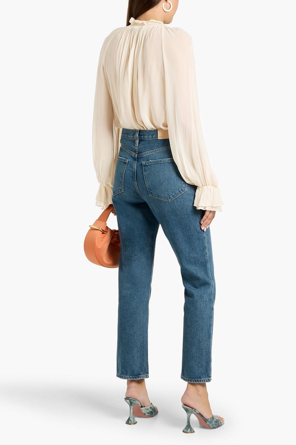 Alice And Olivia Josephine Ruffled Chiffon Blouse In Neutral