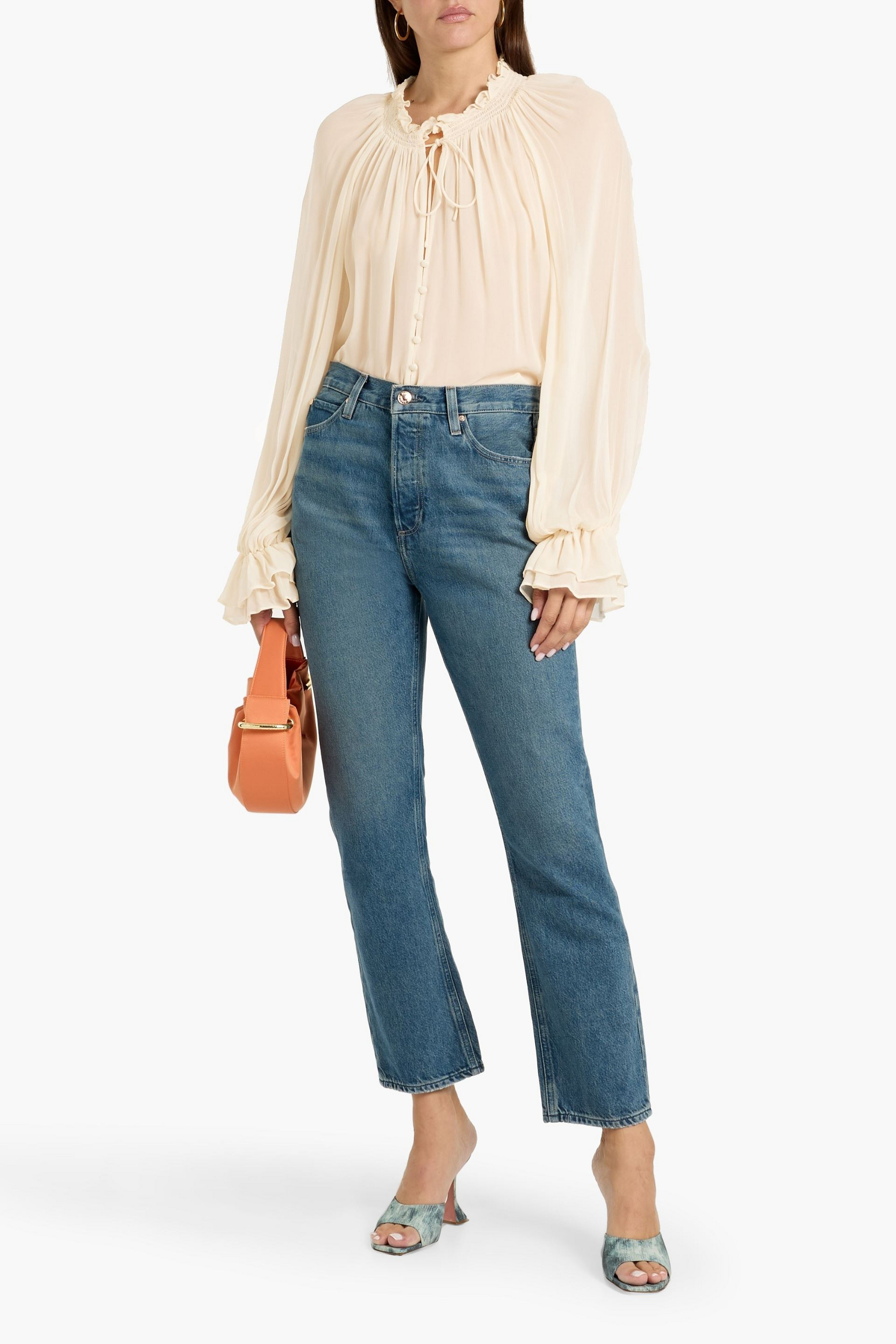 alice + olivia Josephine ruffled chiffon blouse