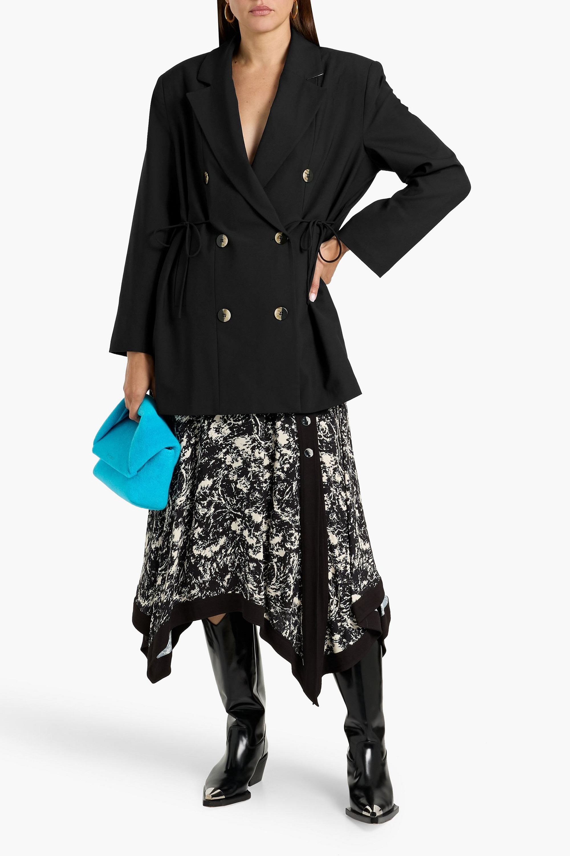 GANNI Double-breasted crepe blazer