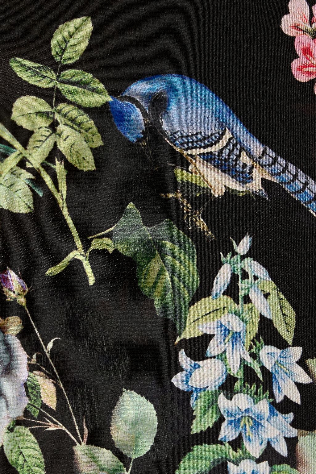 ALICE + OLIVIA Floral-print silk-crepe shirt