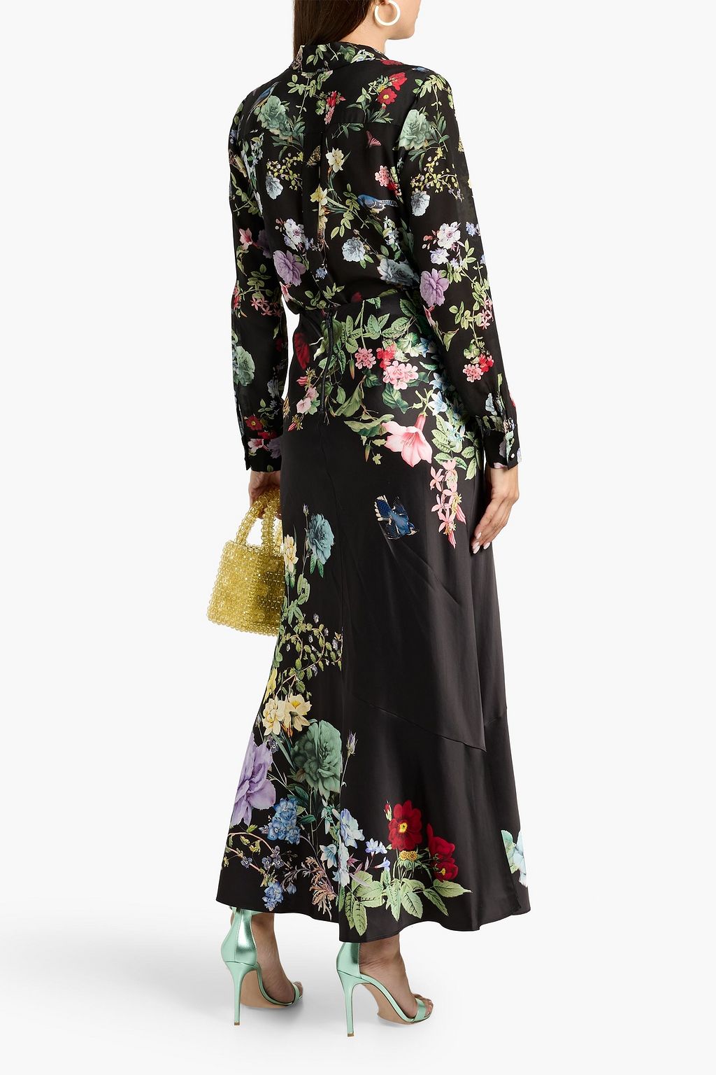 ALICE + OLIVIA Floral-print silk-crepe shirt