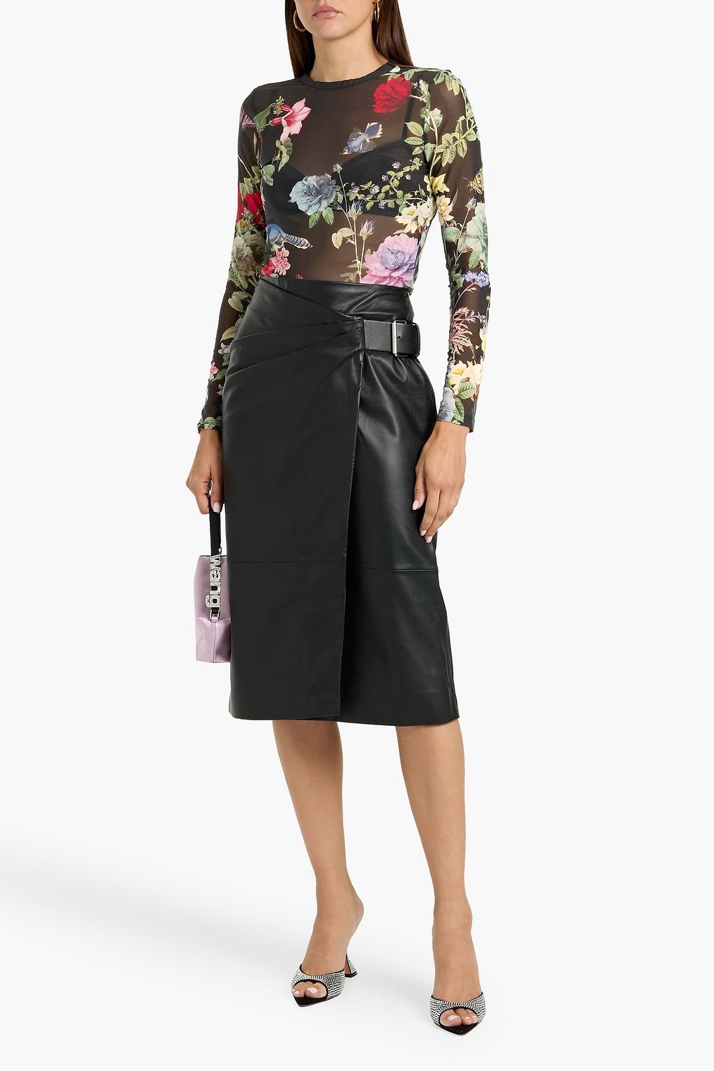 ALICE + OLIVIA Delaina floral-print stretch-mesh top