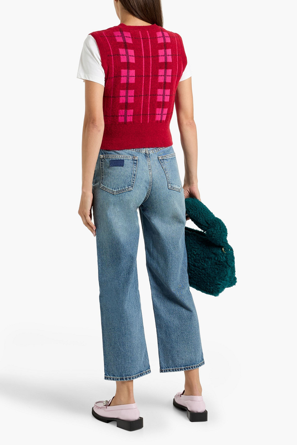 Ganni Cropped High-rise Straight-leg Jeans In Blue