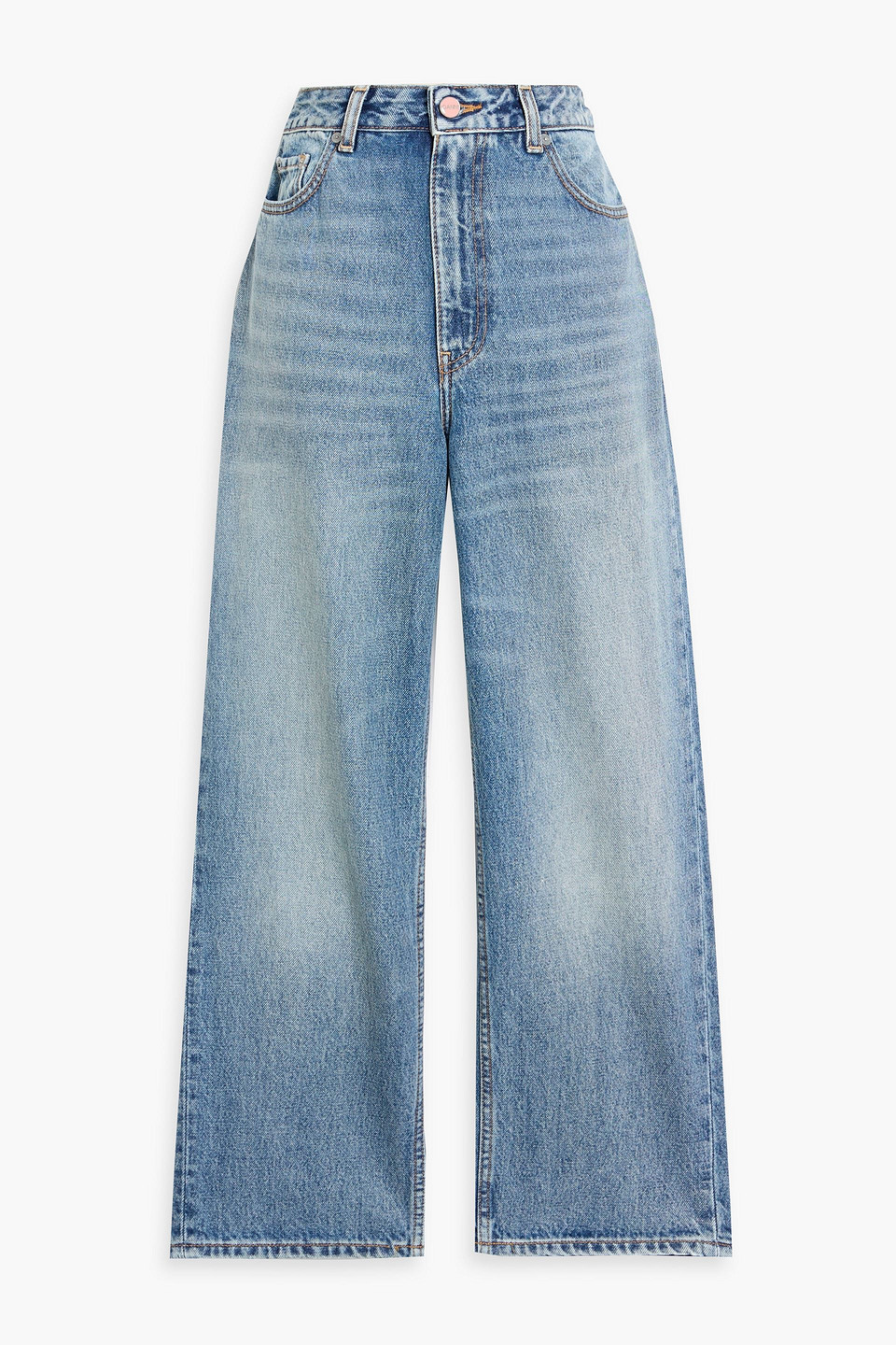 Ganni Cropped High-rise Straight-leg Jeans In Blue