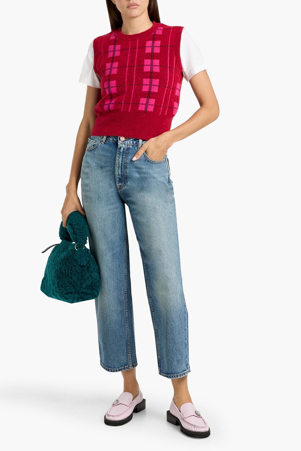 GANNI Cropped high-rise straight-leg jeans