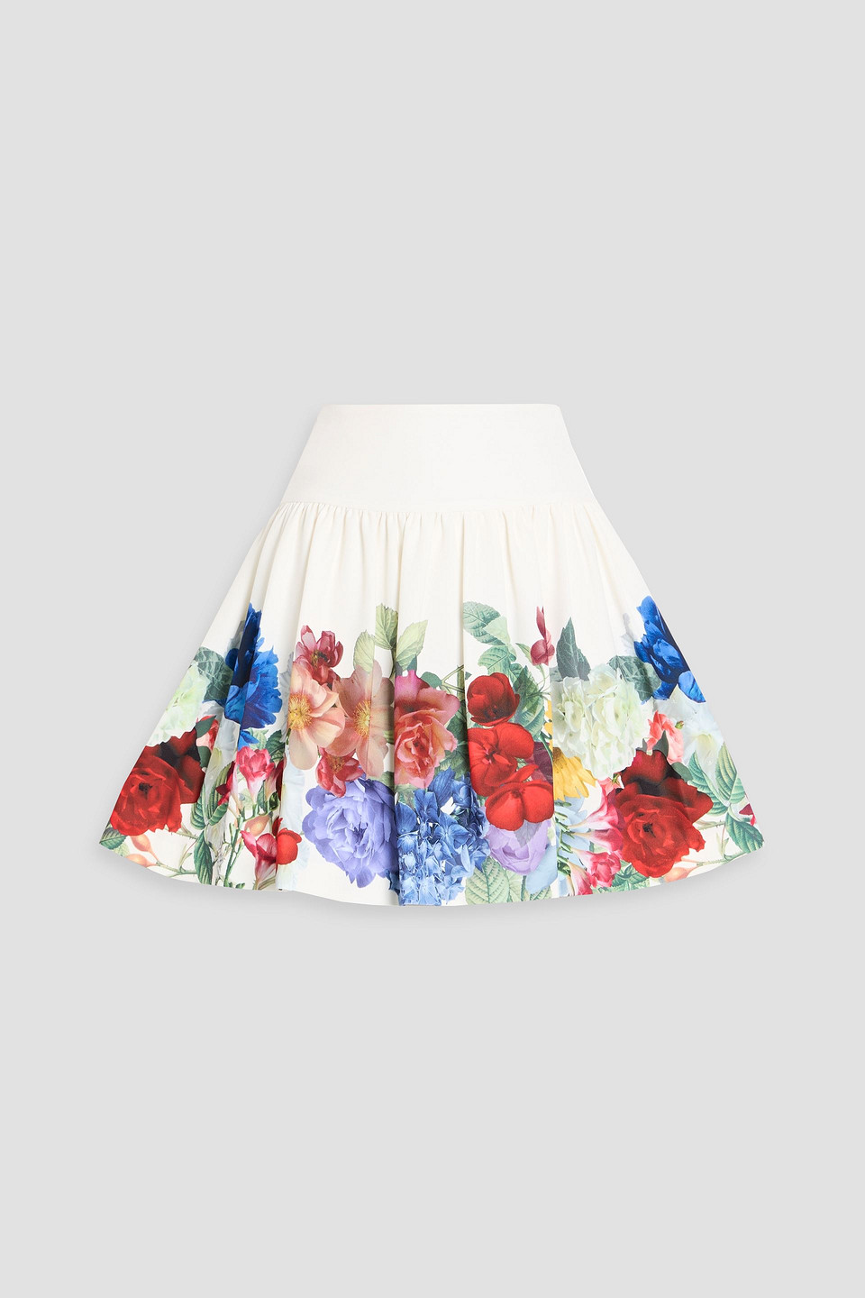 Alice And Olivia Ella Floral-print Crepe Mini Skirt In White