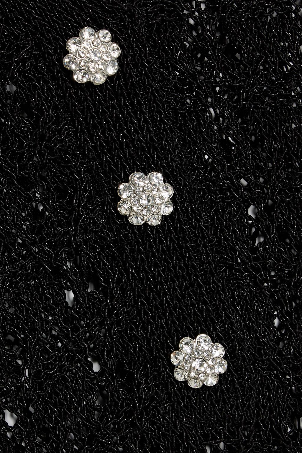 GANNI Crystal-embellished crochet-knit polo shirt