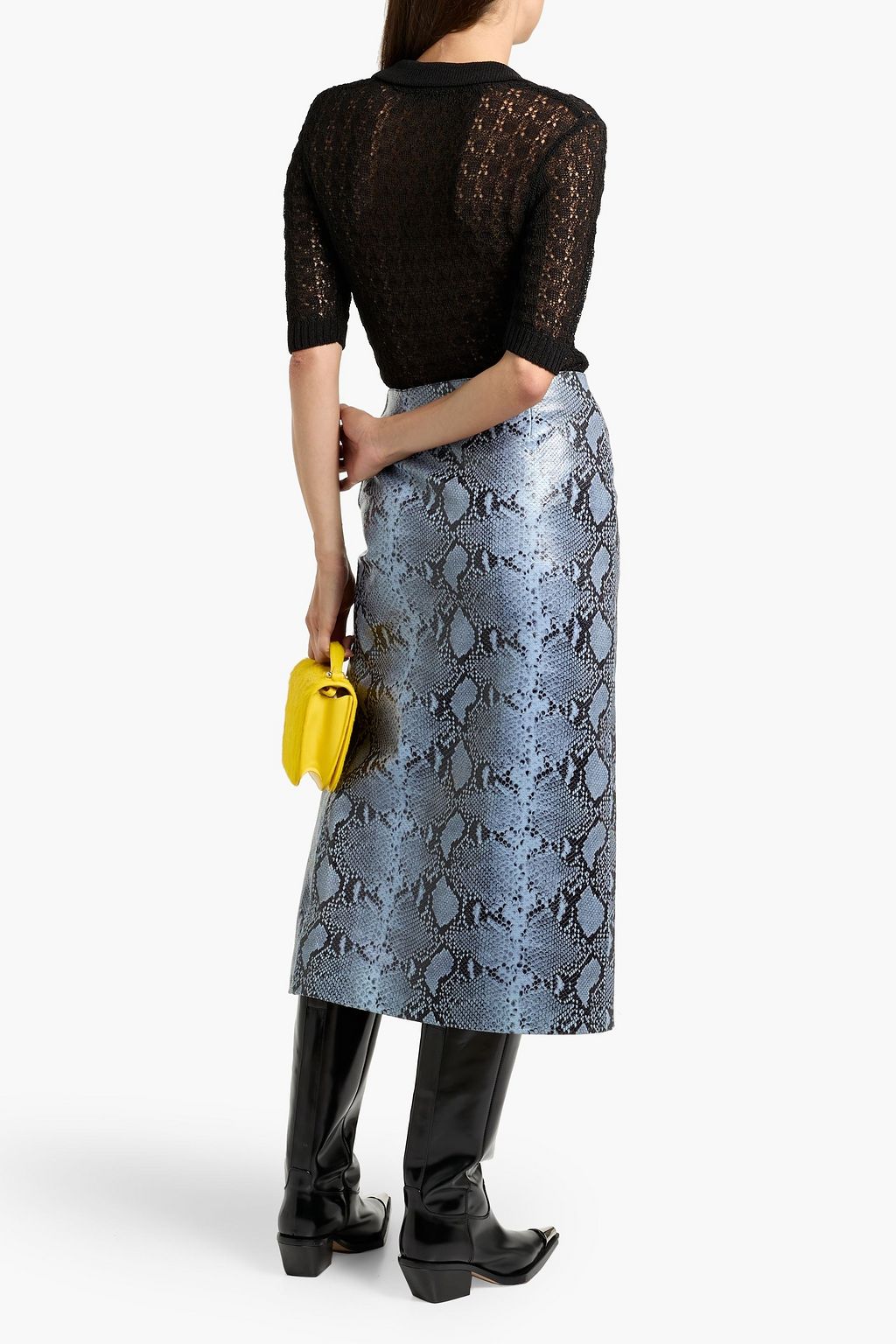 GANNI Crystal-embellished crochet-knit polo shirt