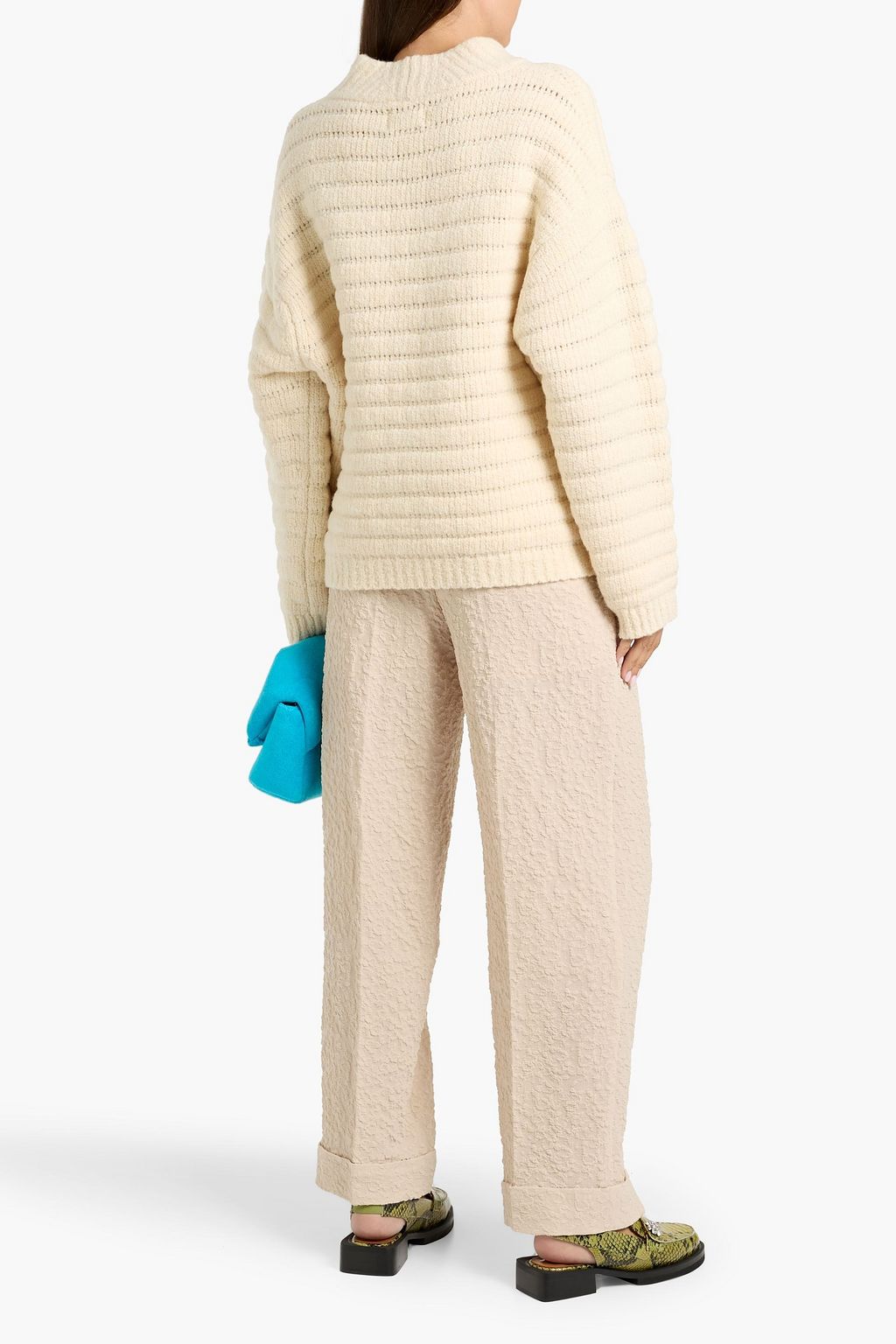 GANNI Cloqué straight-leg pants