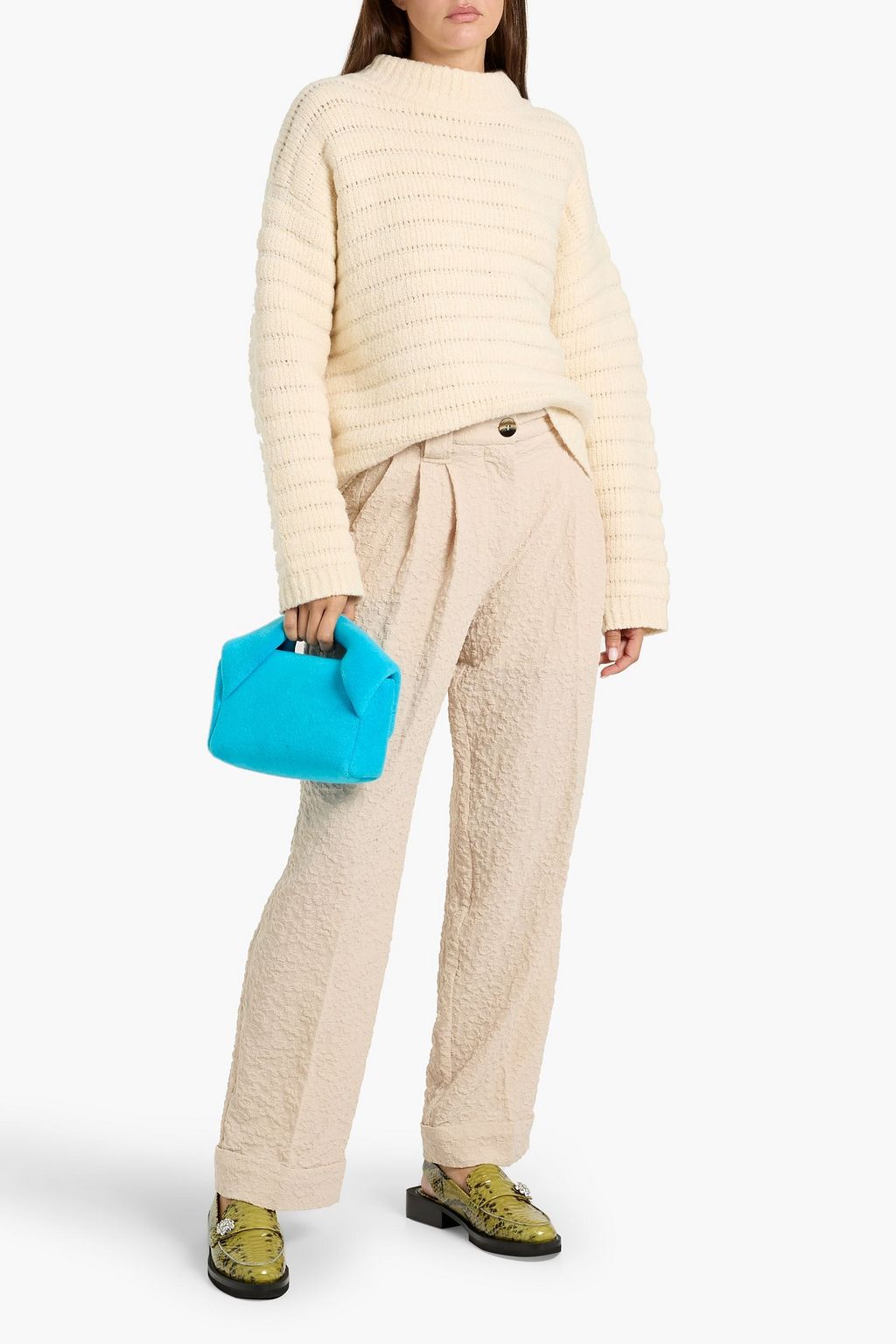 GANNI Cloqué straight-leg pants