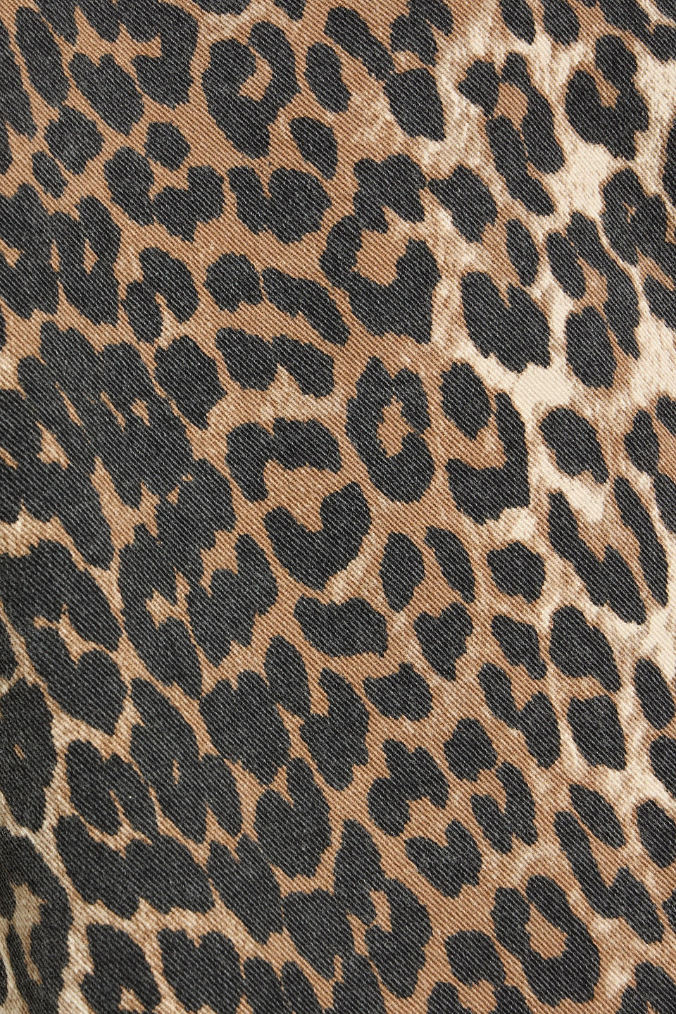 Ganni Leopard-print Cotton-blend Twill Mini Dress In Brown