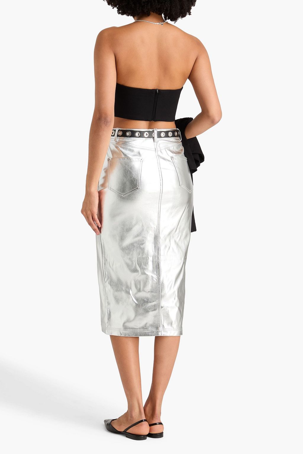 STAUD Palladium cropped strapless jersey top