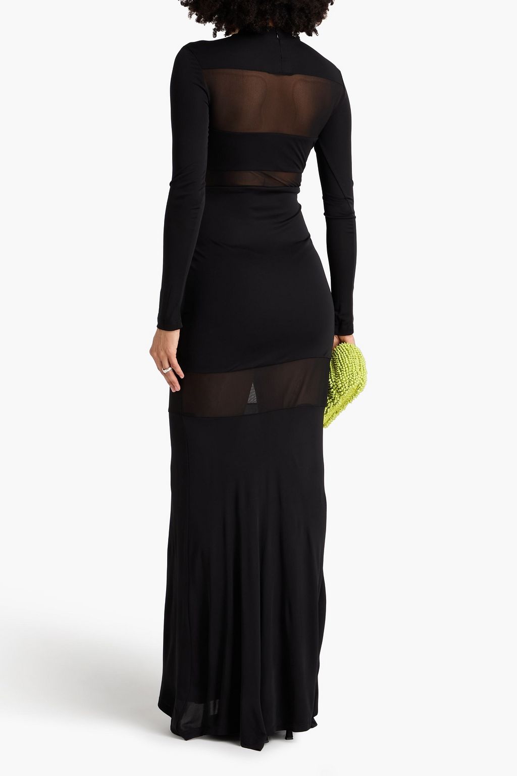 STAUD Mesh-paneled jersey maxi dress