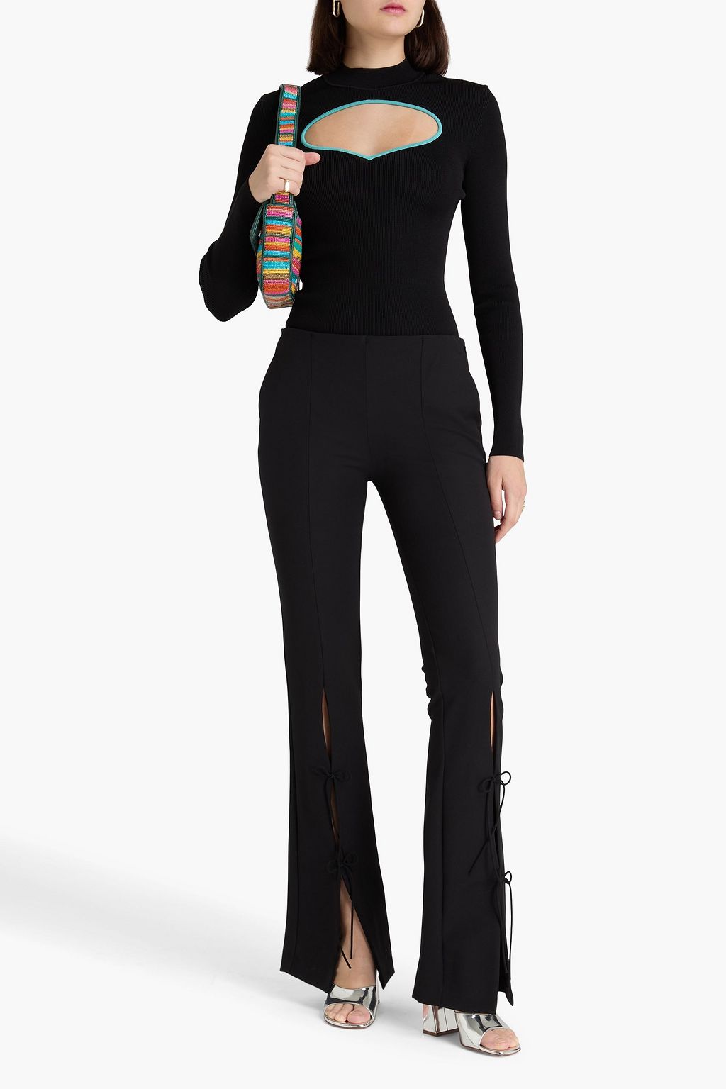 STAUD Clara cutout ribbed-knit top