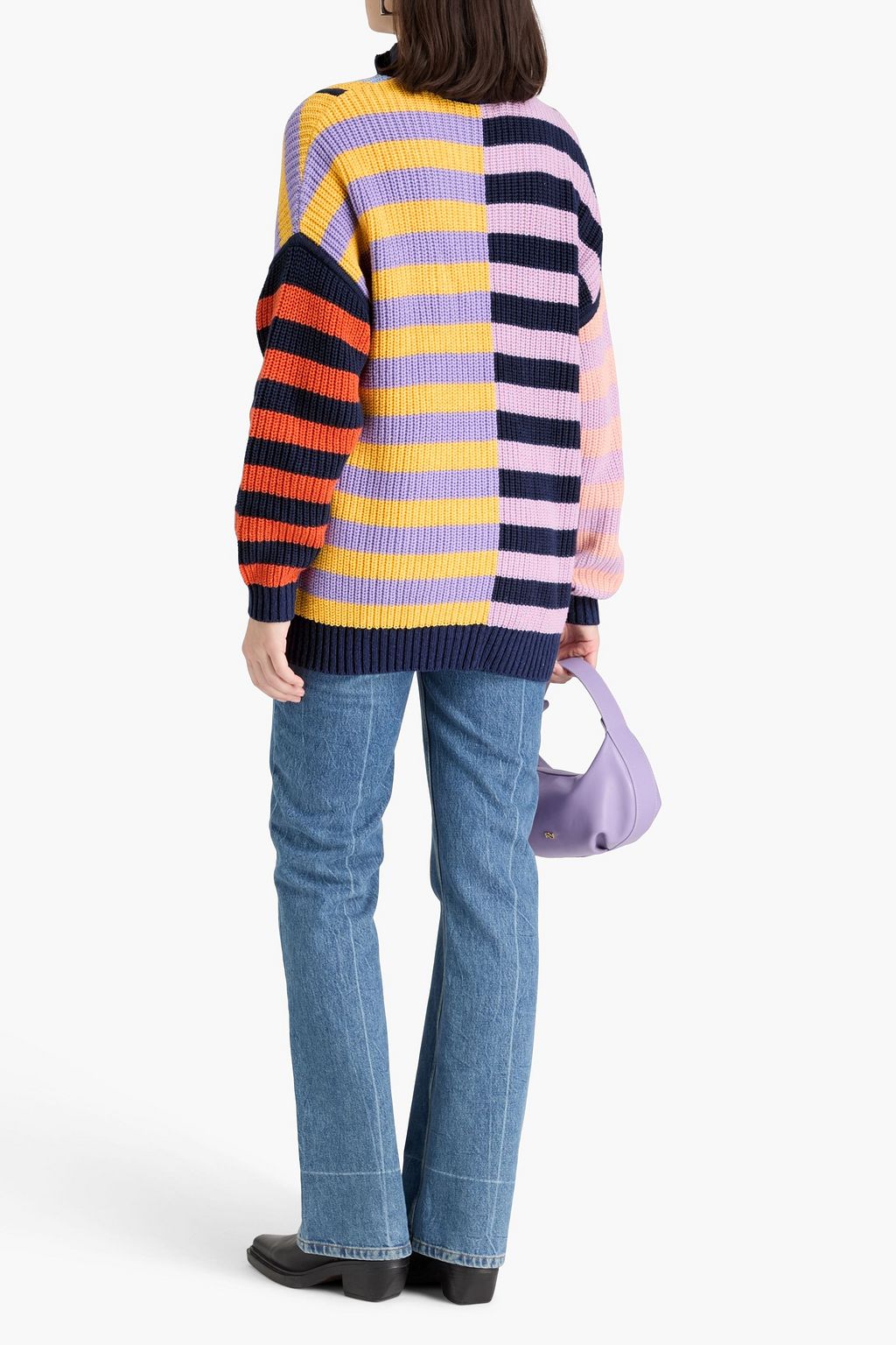 STAUD Hampton striped cotton-blend sweater