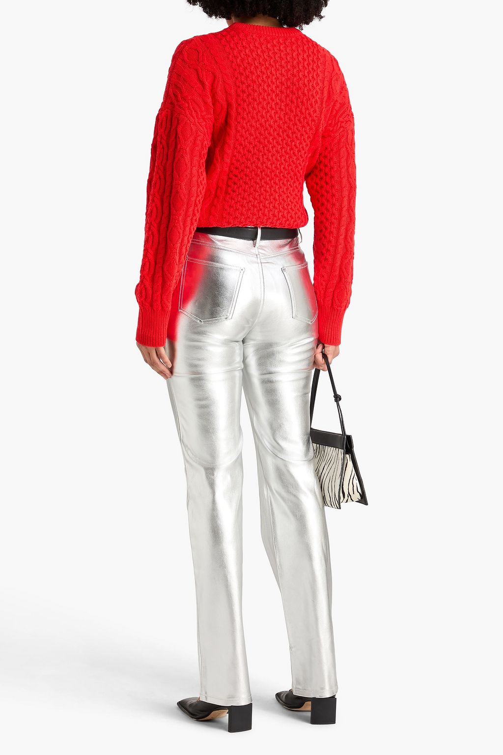 STAUD Chisel metallic straight-leg pants