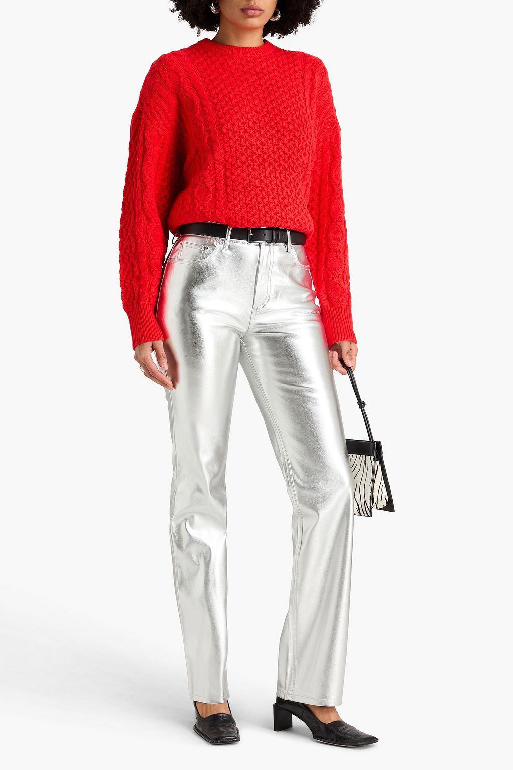 STAUD Chisel metallic straight-leg pants