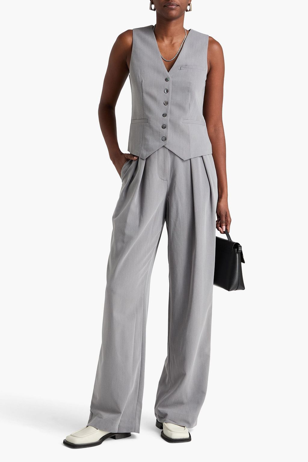 STAUD Luisa pleated twill wide-leg pants