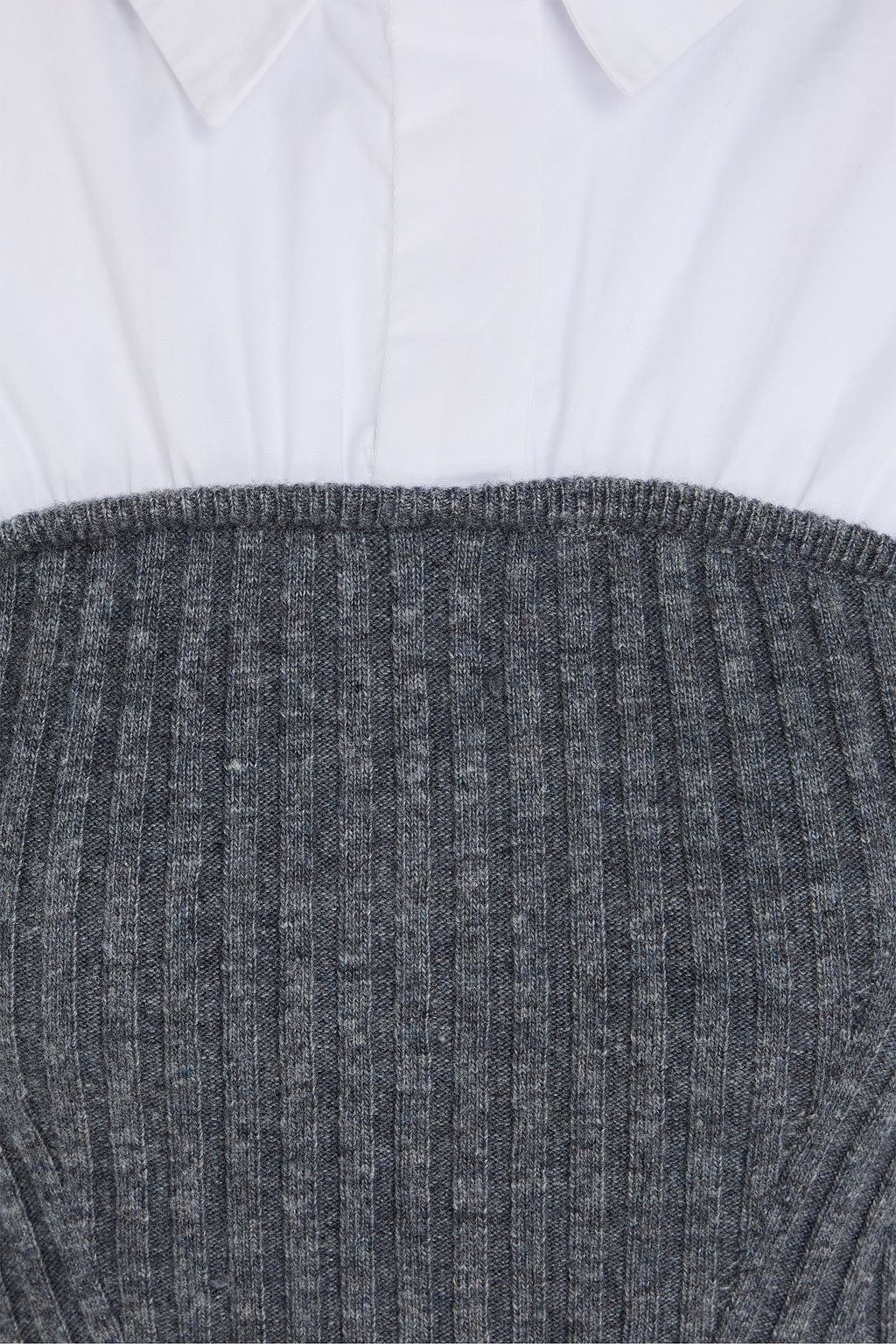 STAUD O'Keefe layered poplin and wool-blend top