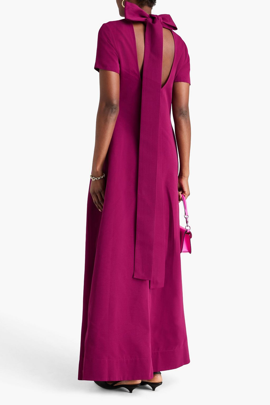 STAUD Ilana gathered cotton-blend faille maxi dress