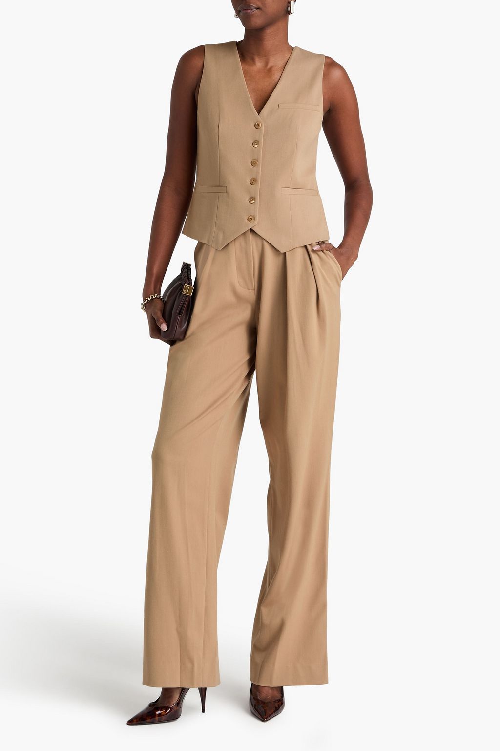 STAUD Luisa pleated twill wide-leg pants