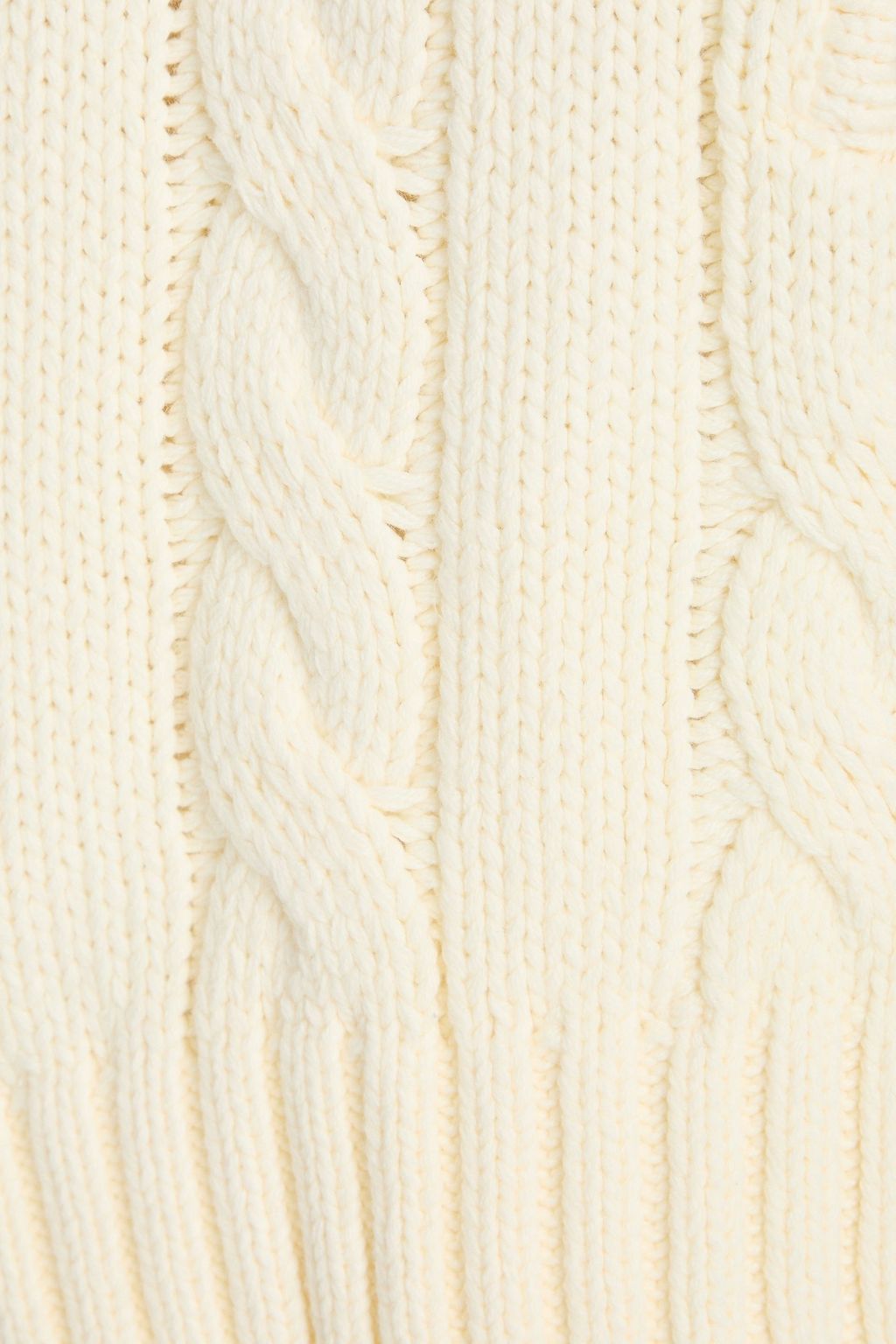 STAUD Cropped cable-knit cotton-blend half-zip sweater
