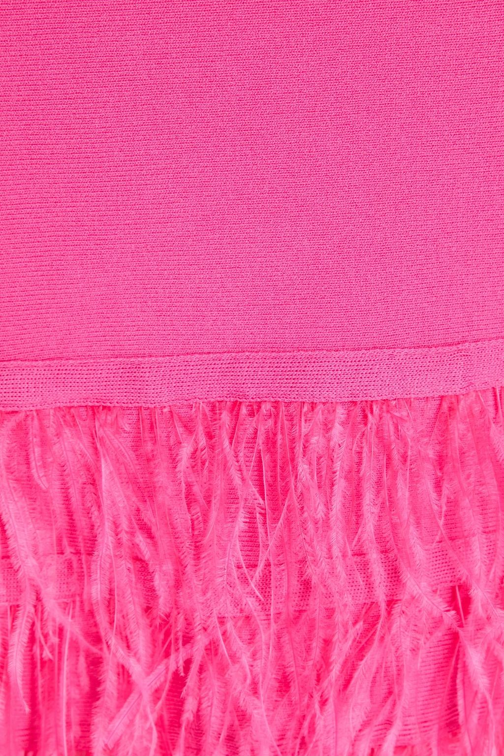 STAUD Etta feather-embellished knitted mini dress