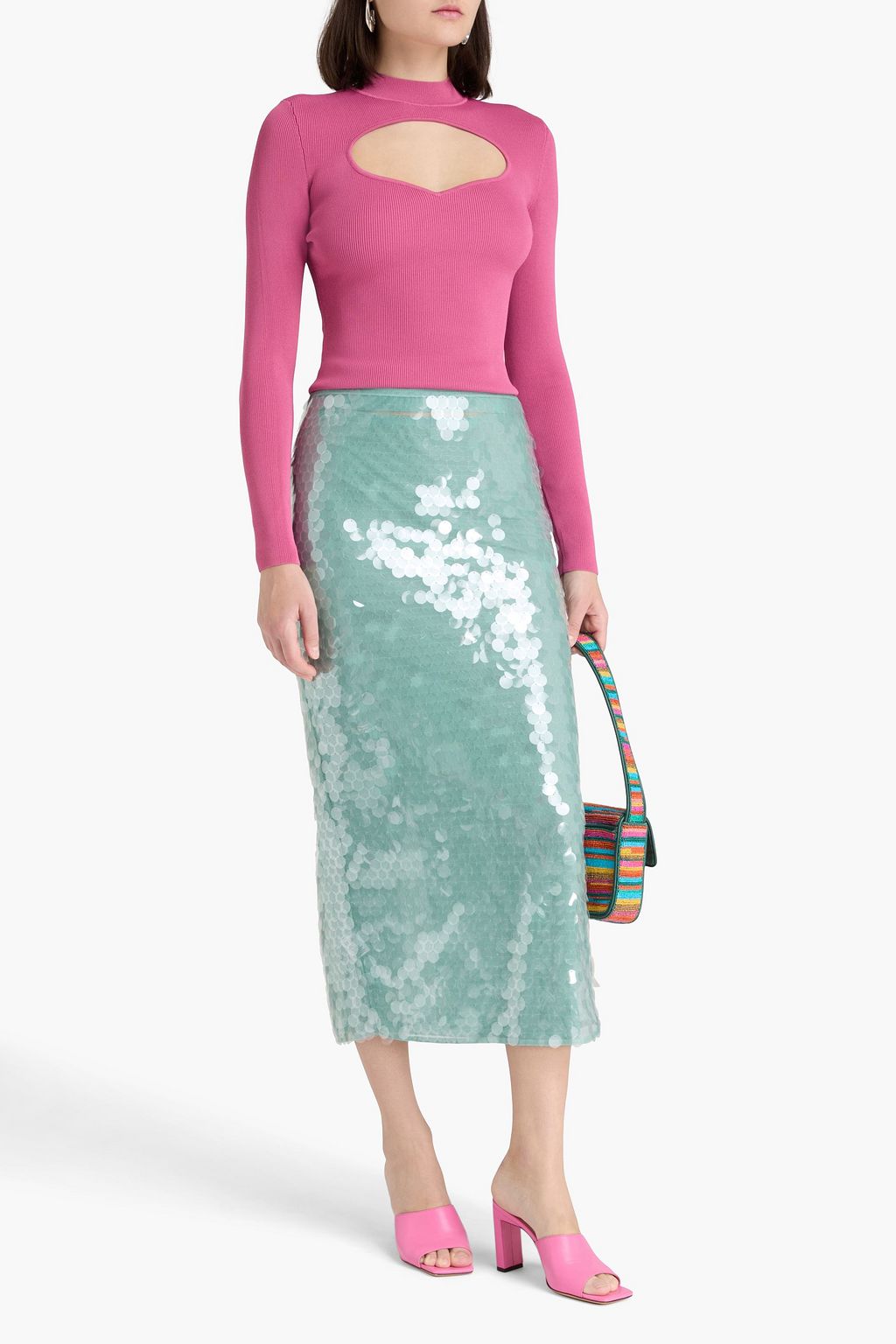 STAUD Clara cutout ribbed-knit top