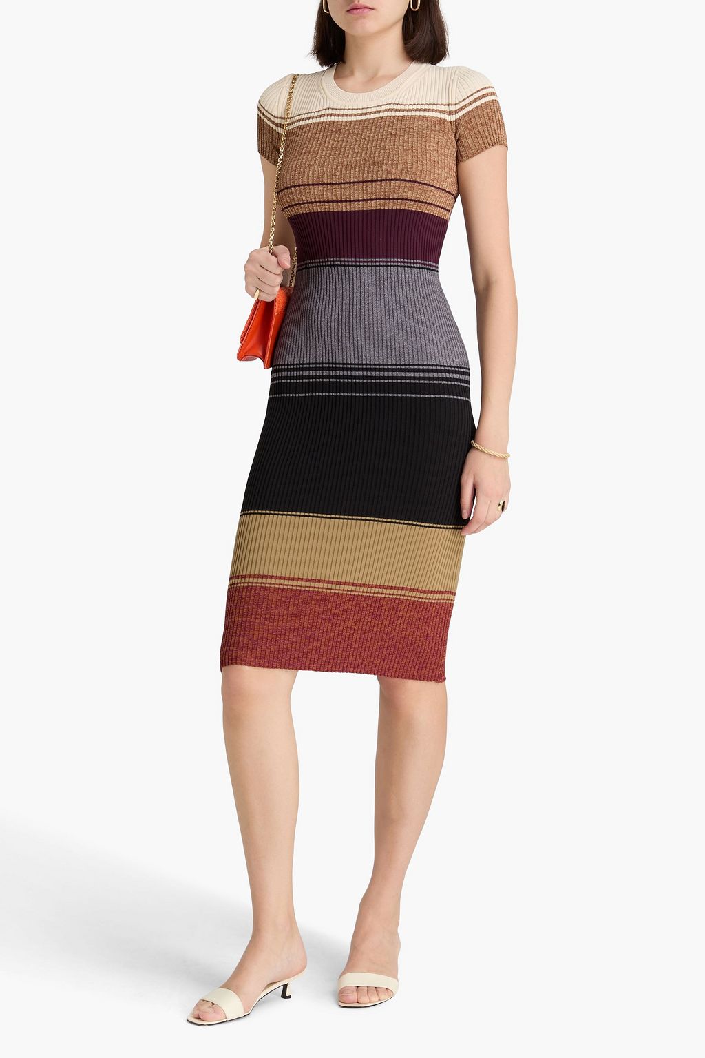 STAUD Midikleid „Colleen“ aus Rippstrick in Colour-Block-Optik