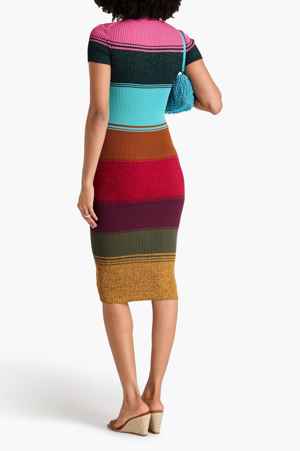 STAUD Midikleid „Colleen“ aus Rippstrick in Colour-Block-Optik