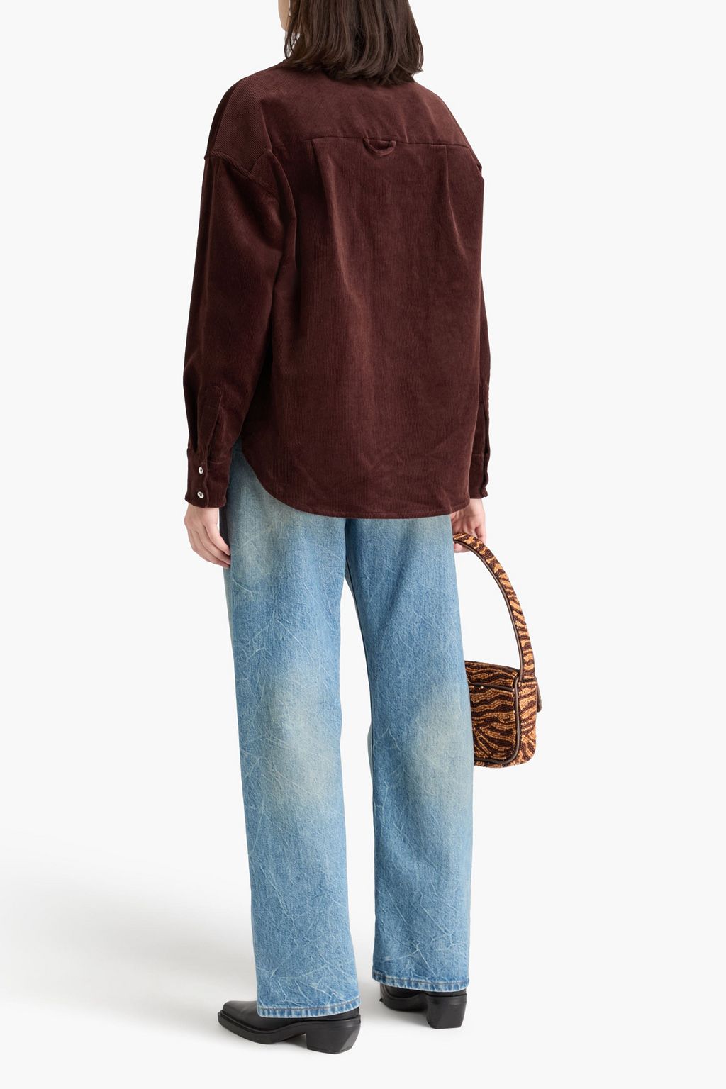 STAUD قميص "ماثيو" من المخمل المضلّع المصنوع من مزيج من القطن