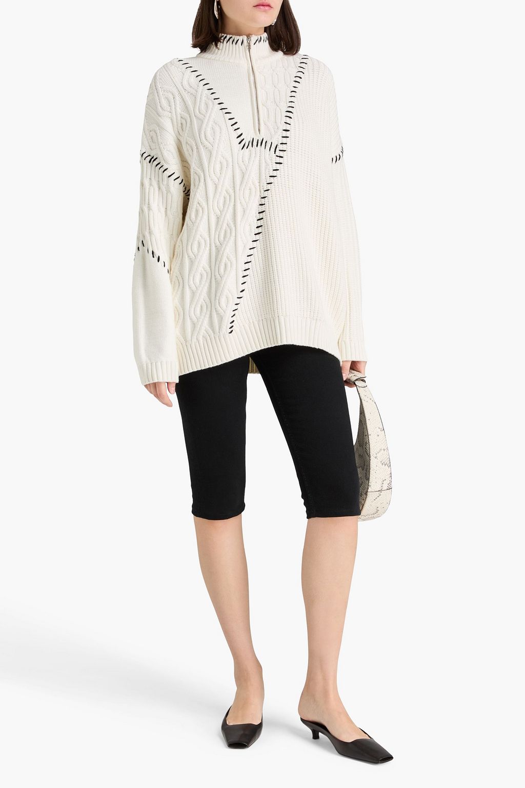 STAUD Hampton ribbed-knit half-zip sweater