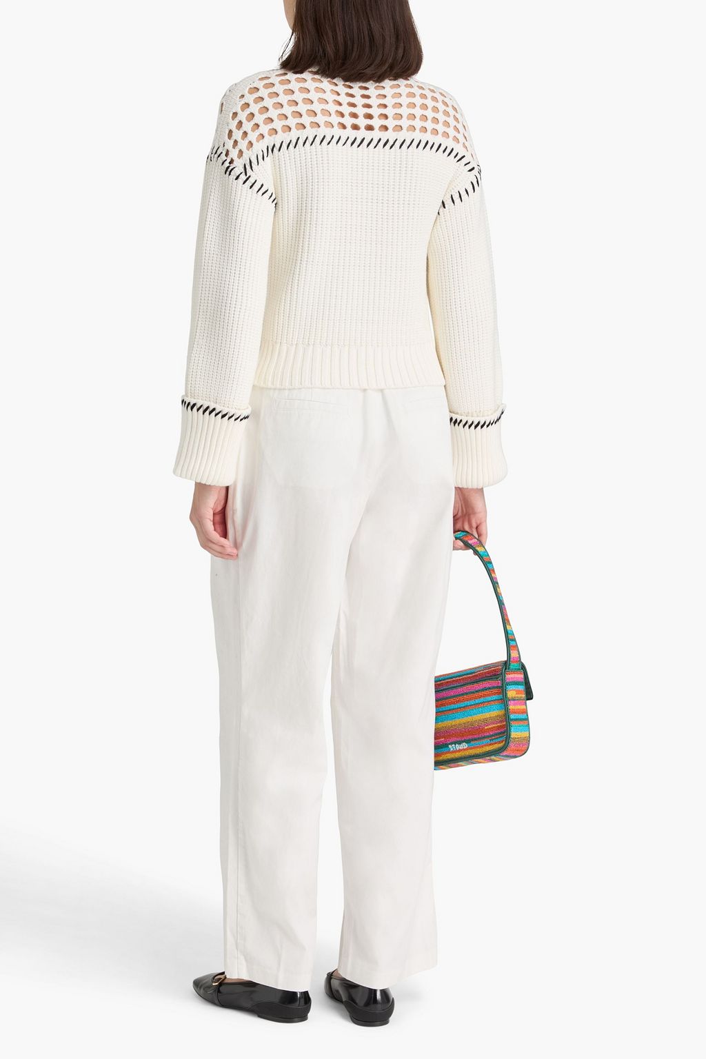 STAUD Open and ribbed-knit turtleneck sweater
