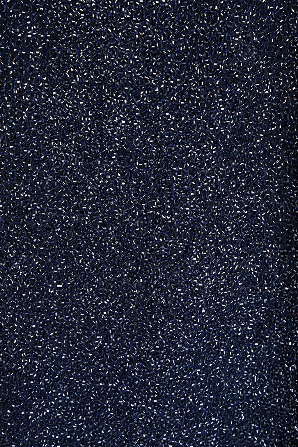 STAUD Le Sable bead-embellished stretch-tulle midi dress