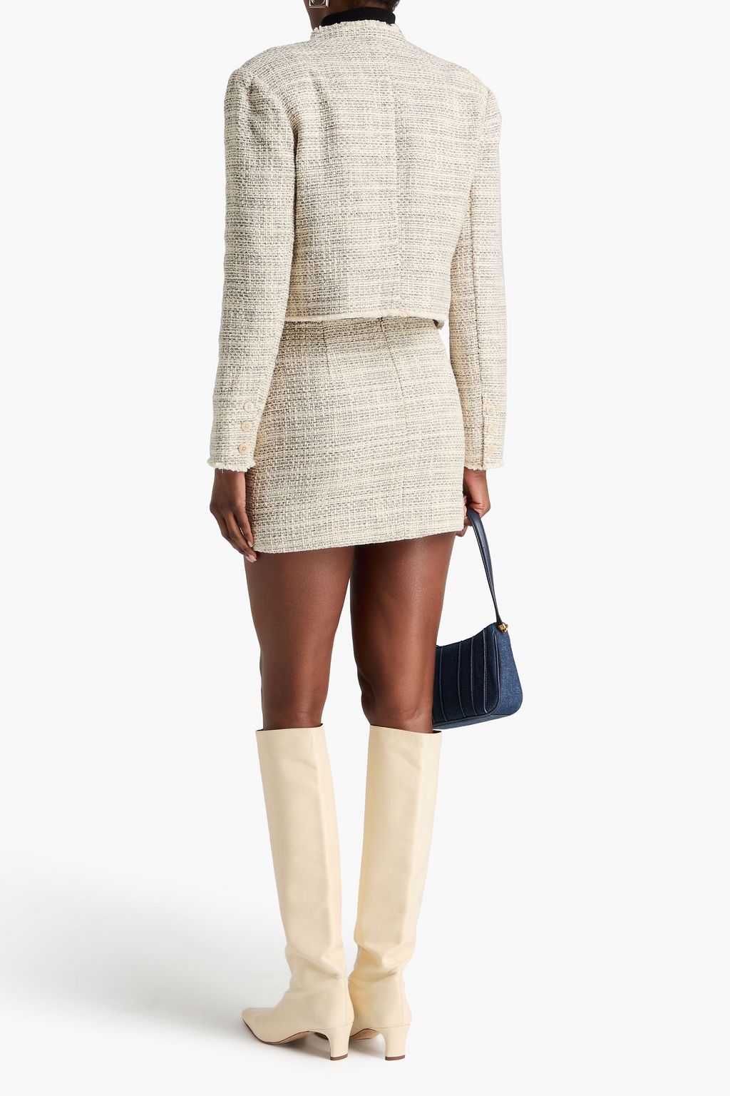 STAUD Anita cotton-tweed mini skirt