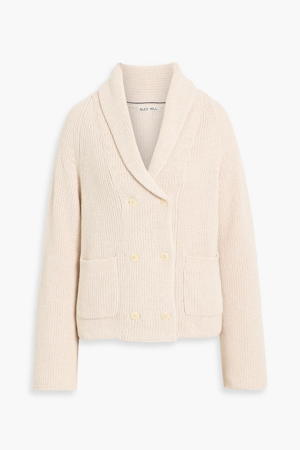 Alex Mill Marseille Double-breasted Ribbed-knit Cardigan In Neutral