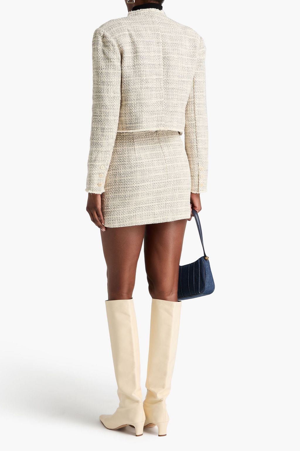 STAUD Costero frayed cotton-tweed jacket