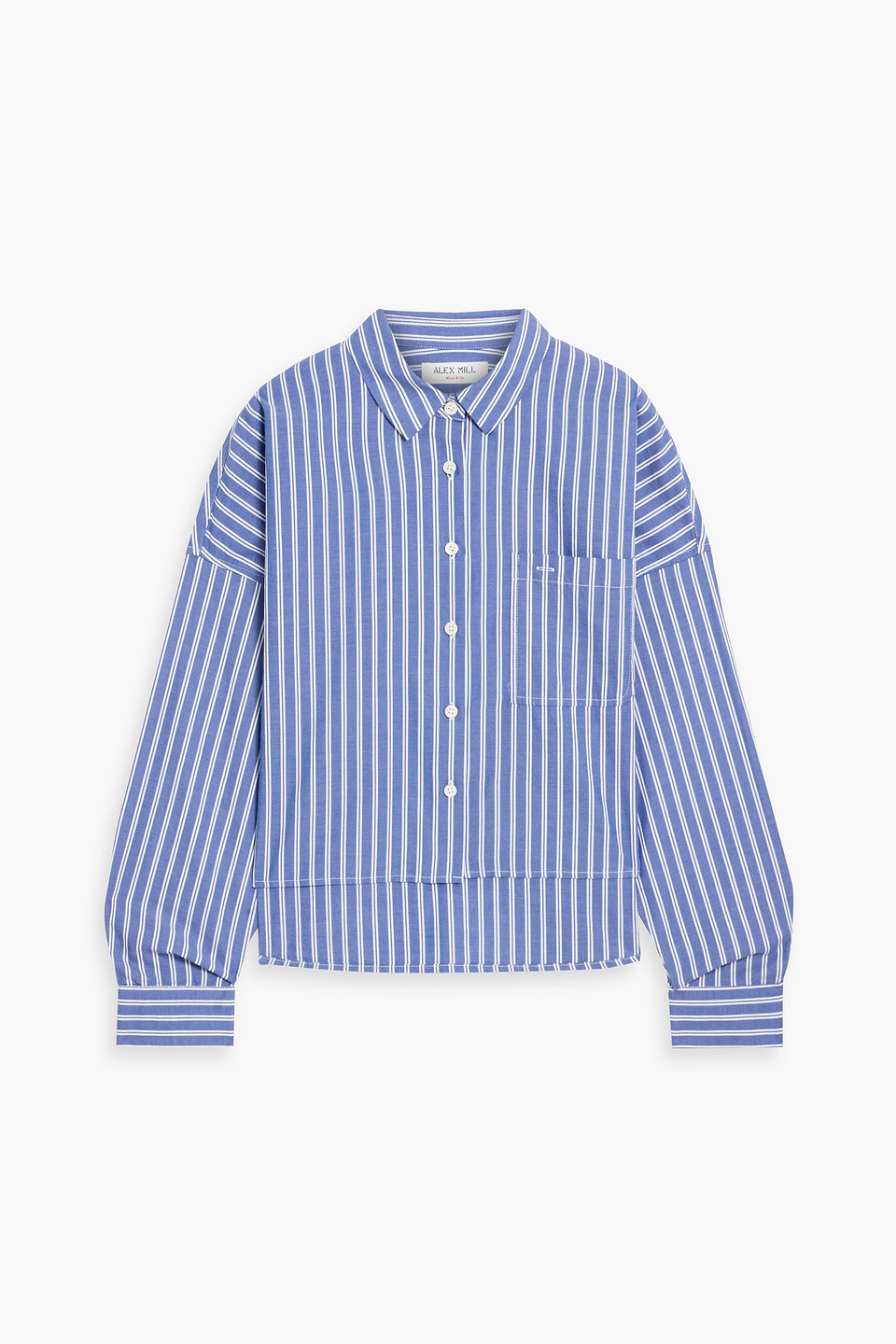 Alex Mill Jo Cropped Striped Cotton Oxford Shirt In Blue