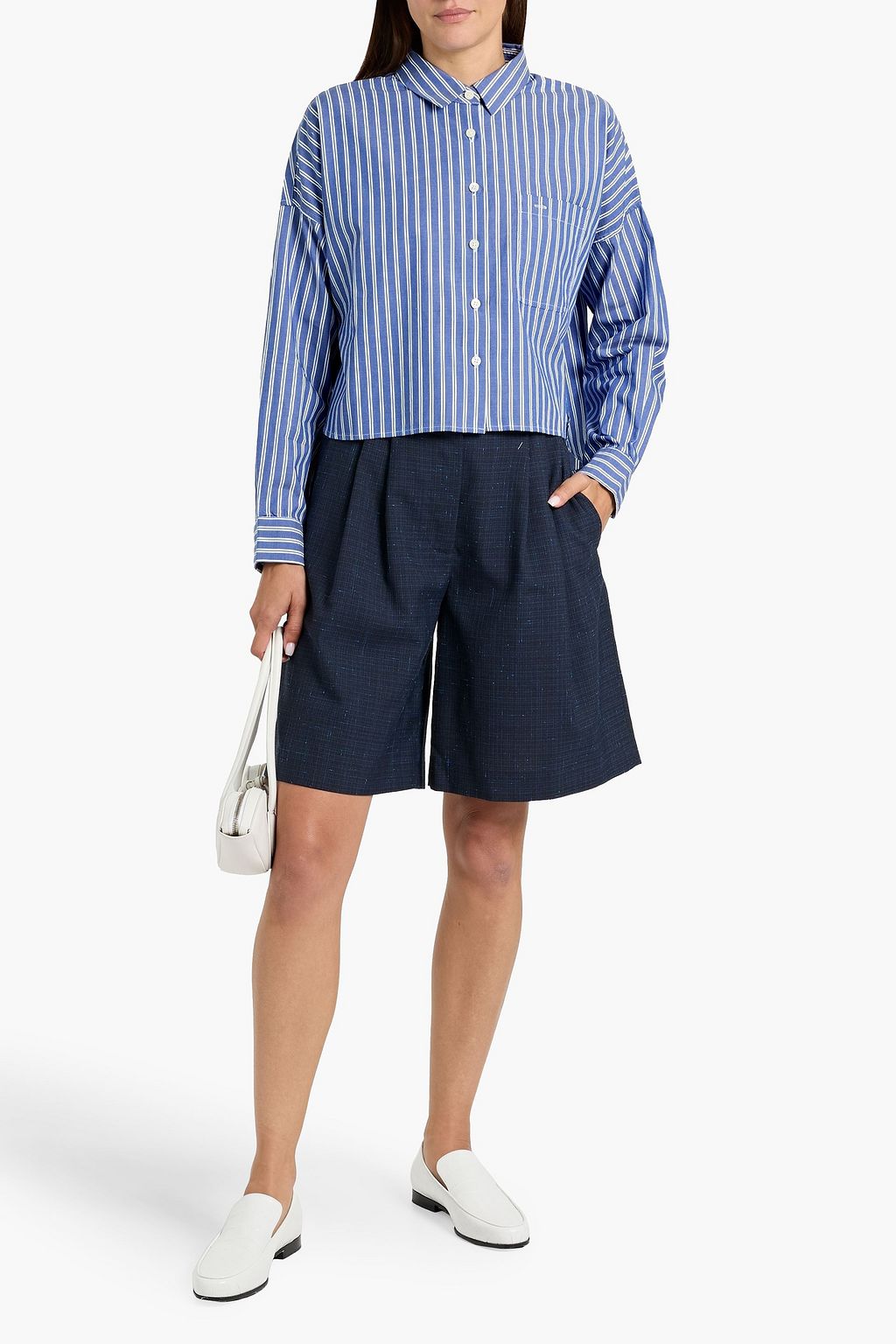 ALEX MILL Jo cropped striped cotton Oxford shirt