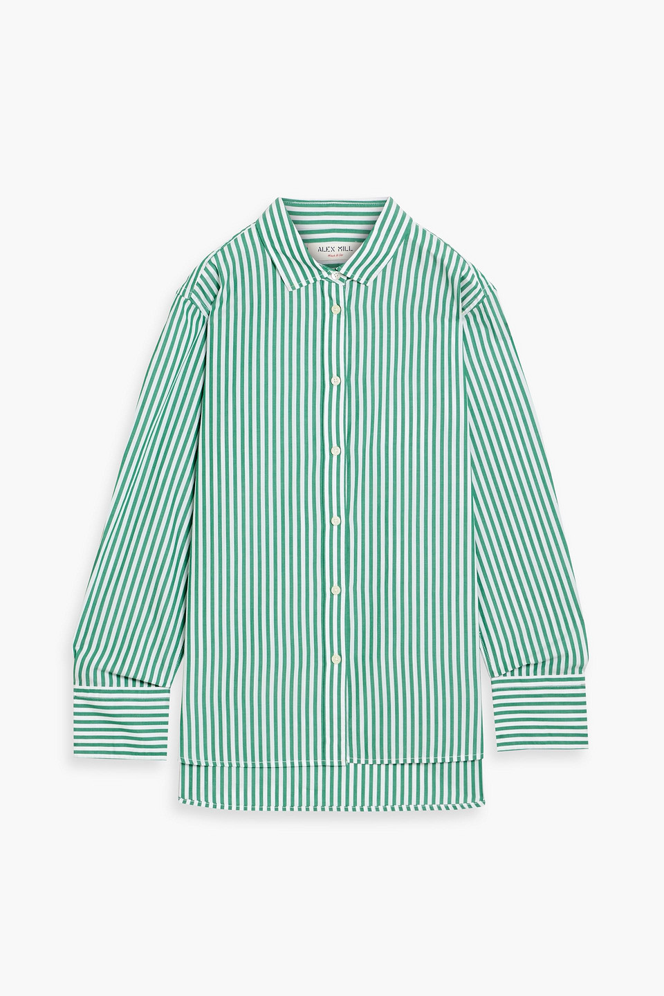Alex Mill Val Striped Cotton-poplin Shirt In Green