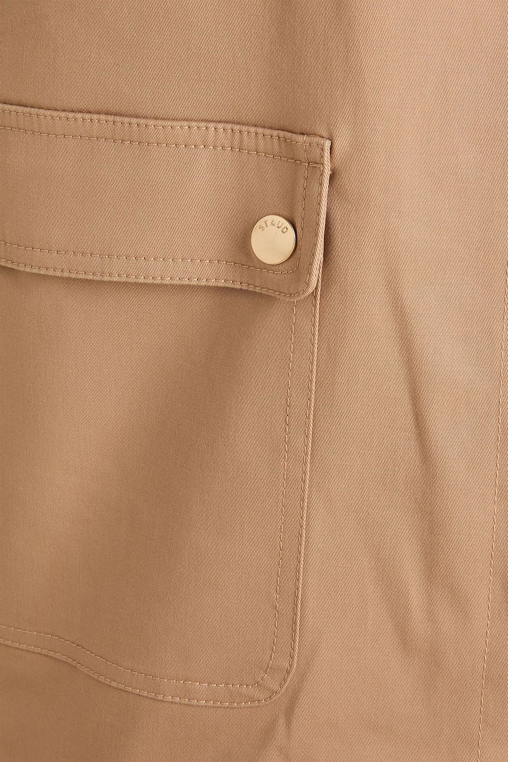 STAUD Estero leather-trimmed cotton-twill jacket