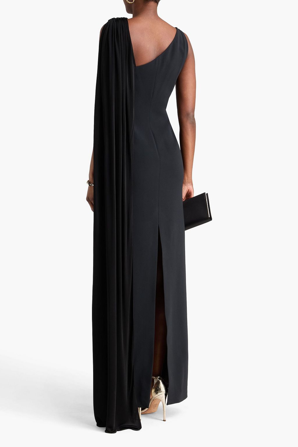 DAVID KOMA Draped tulle-trimmed cady gown