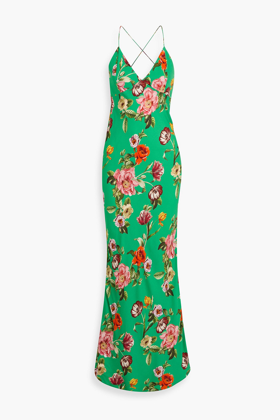 alice olivia - loma floral-print crepe maxi dress - green - us 12