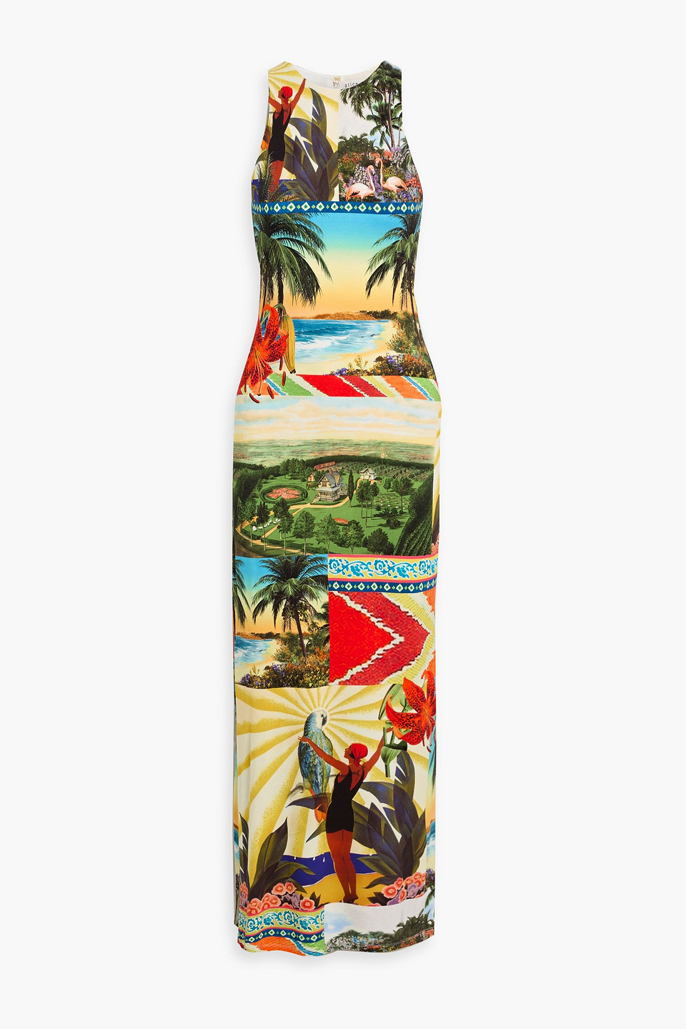 alice olivia - pania printed stretch-jersey maxi dress - yellow - us 0
