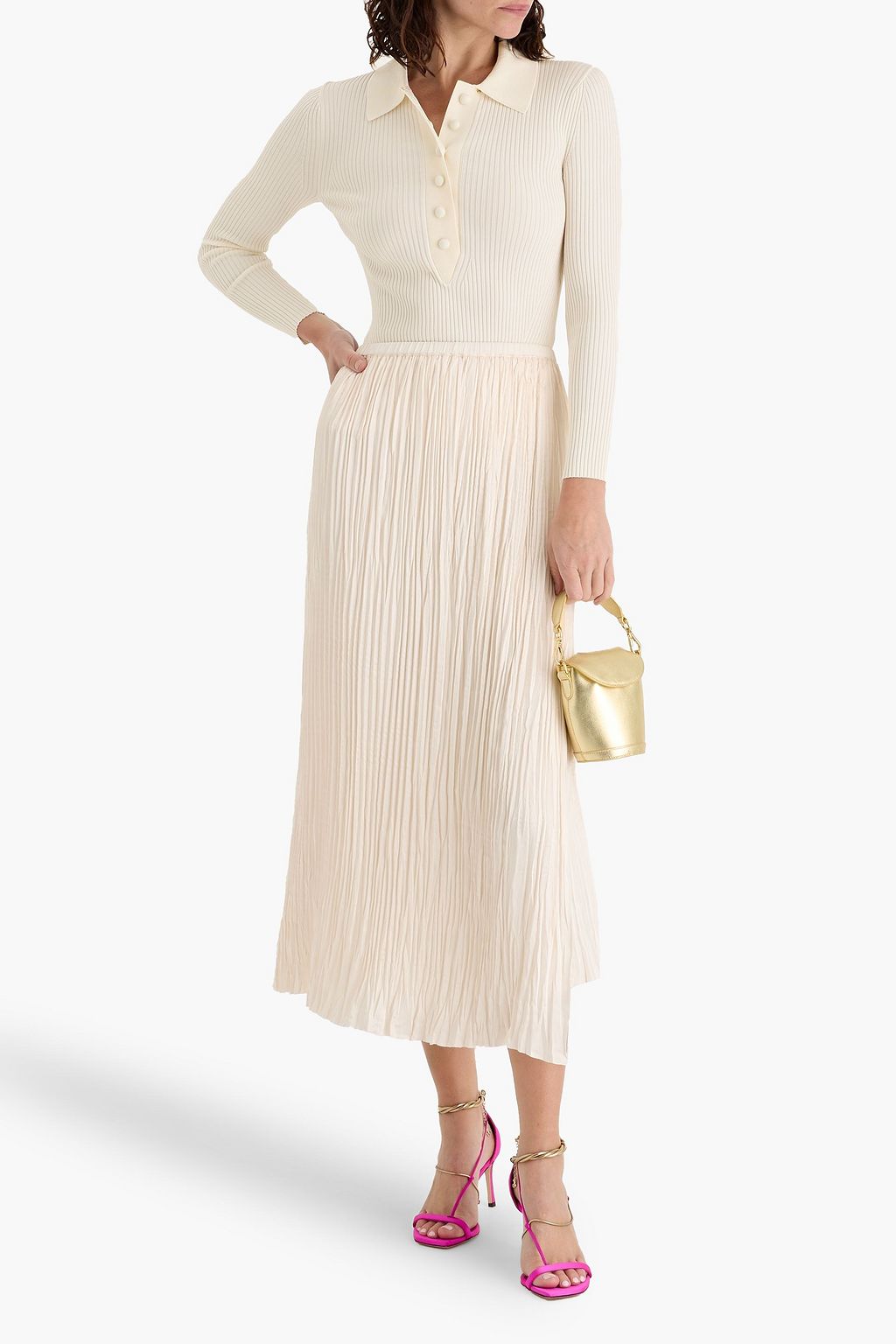 ZIMMERMANN Ribbed-knit polo shirt