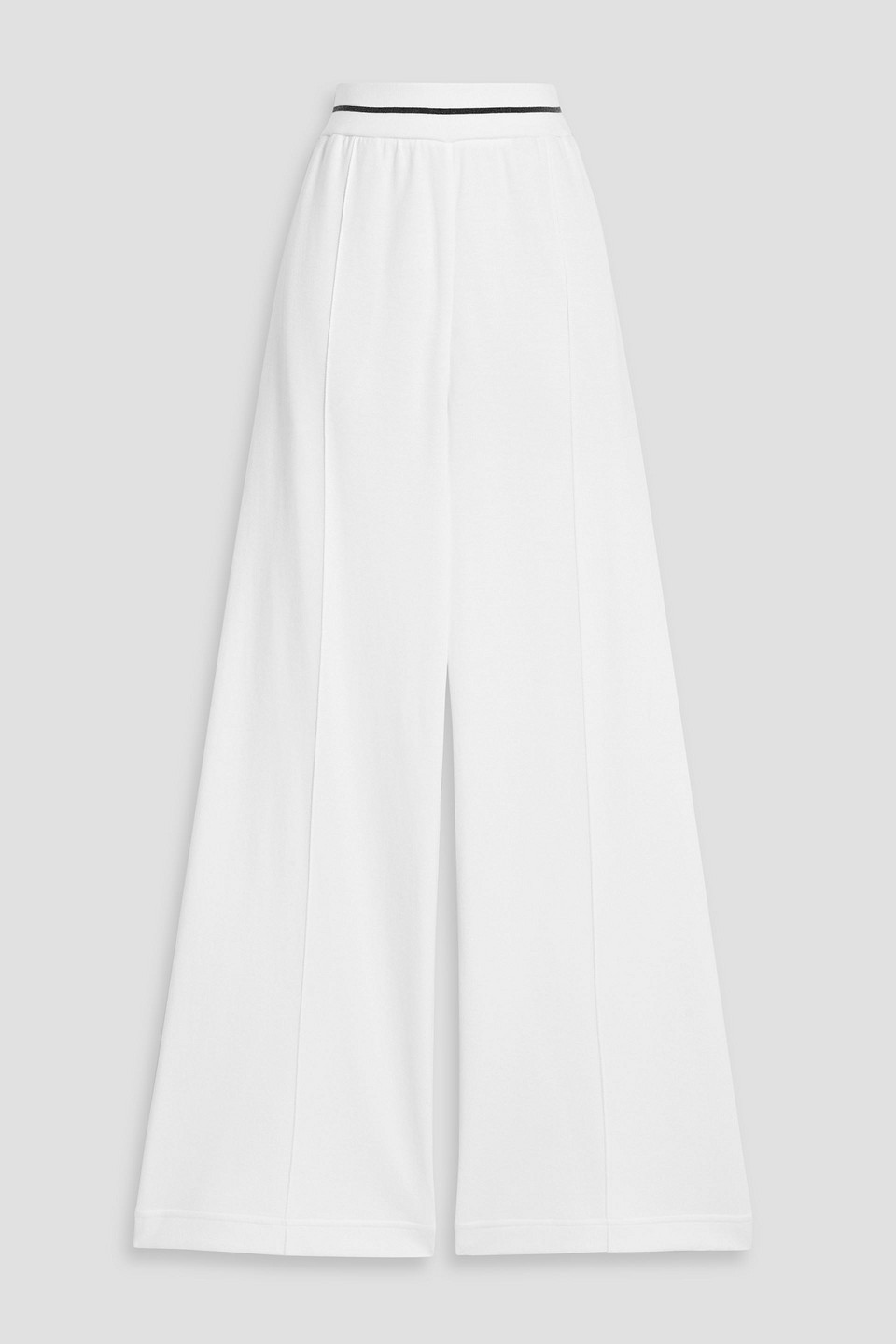 Brunello Cucinelli Cotton-blend Jersey Wide-leg Pants In White