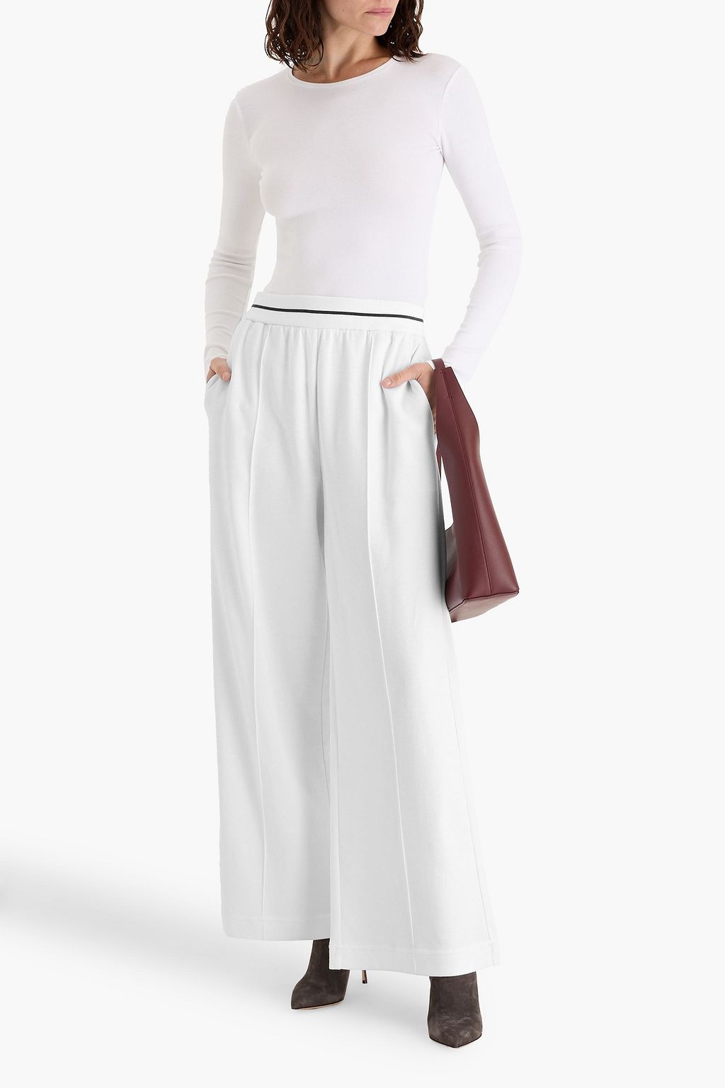 BRUNELLO CUCINELLI Cotton-blend jersey wide-leg pants